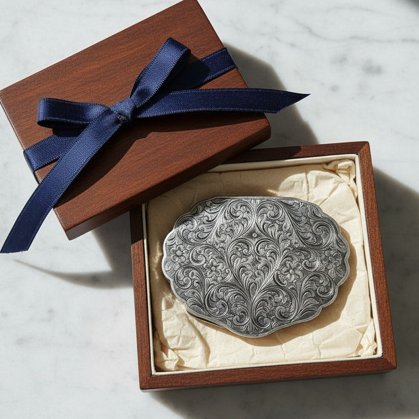 1920s Antique .800  Art Nouveau Silver Compact with Mirror