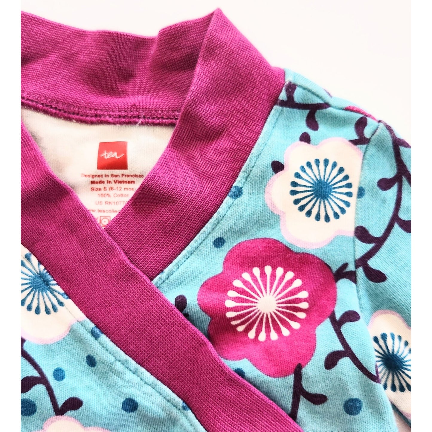 Tea Collection Taiyo Long Sleeved Infant Turquoise Wrap Dress | Baby Size S 6-12M