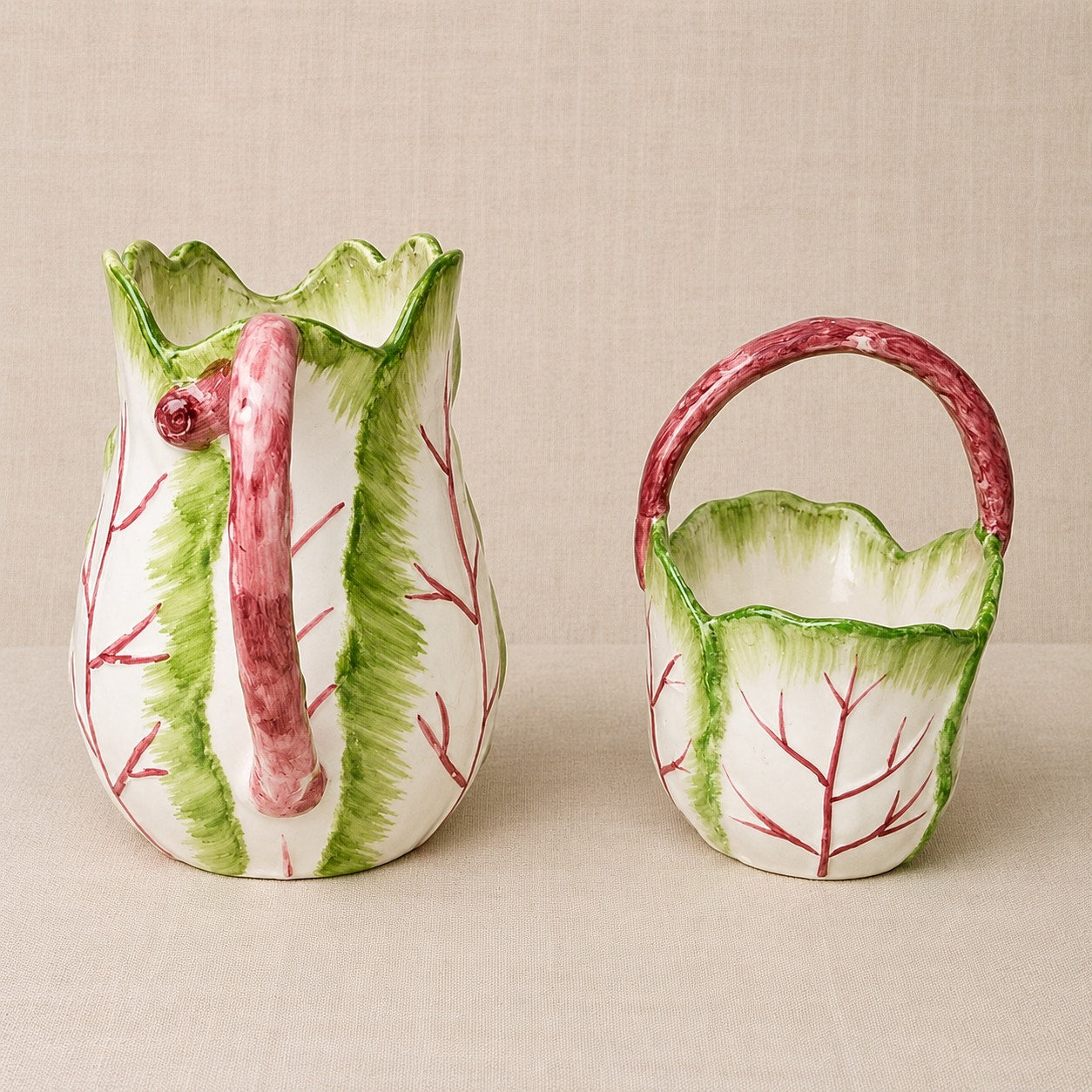 1988 Haldon Group Tobacco Leaf Pitcher & Basket