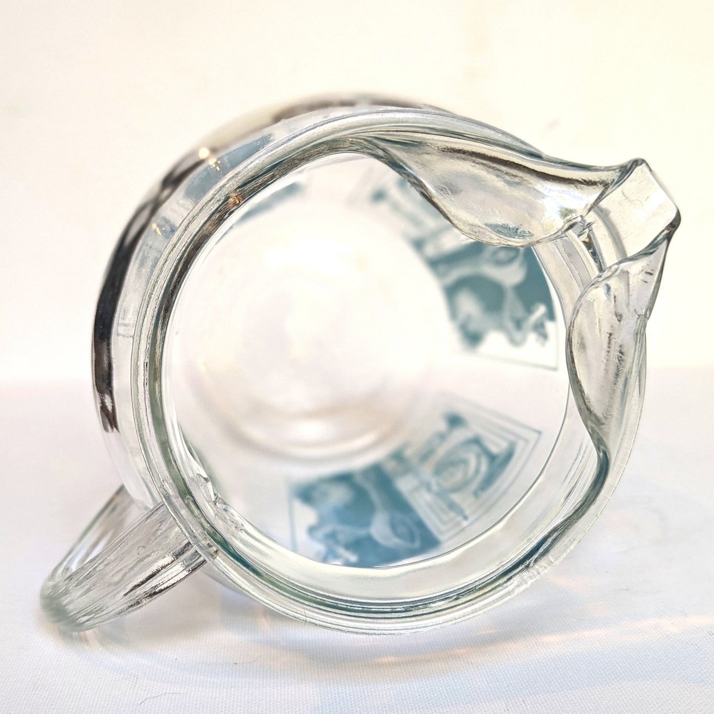 Vintage 1950s Glass Pitcher with Aqua Musical Instruments & Notes – Tall Ice Lip Pitcher – Mid-Century Barware | Home