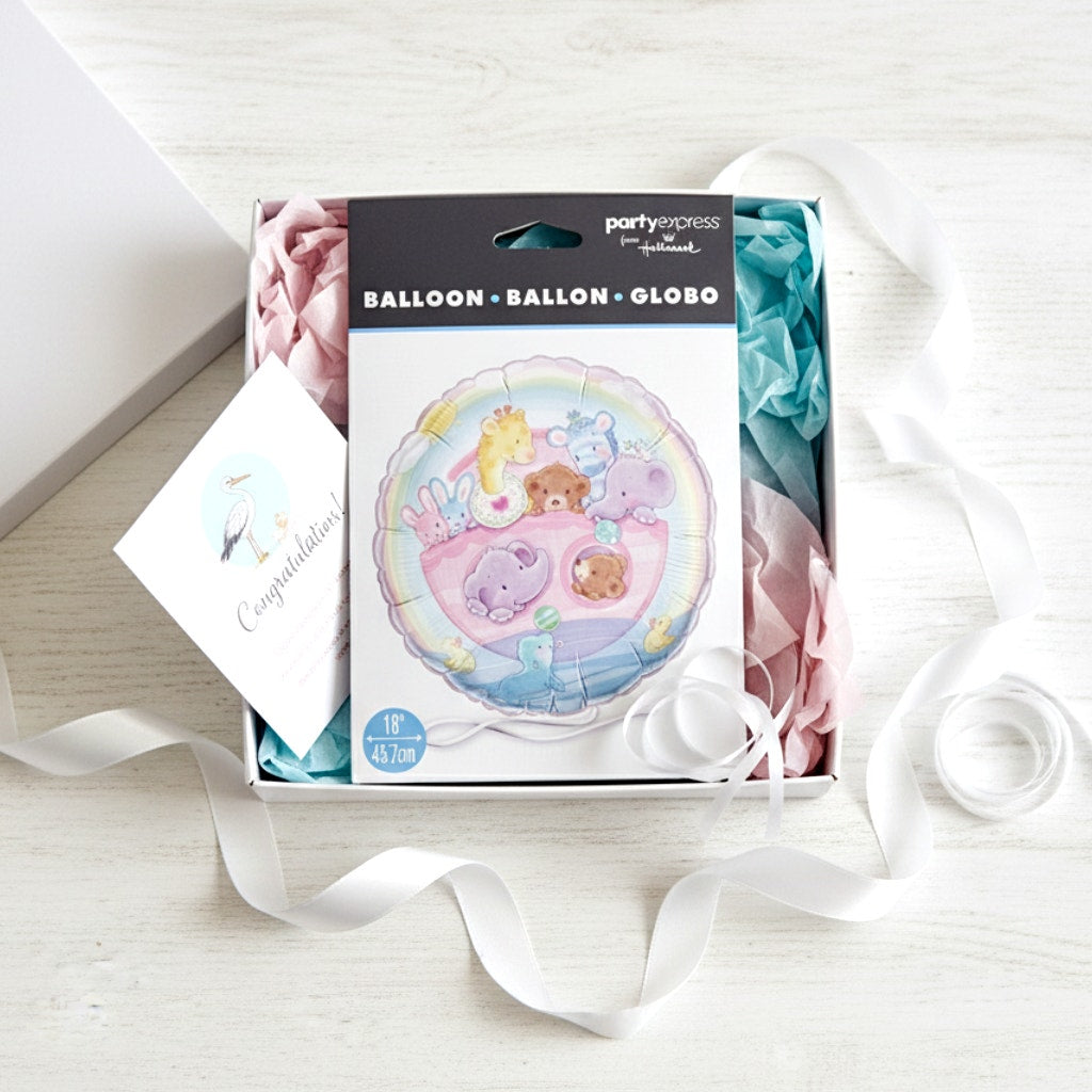 Vintage Hallmark 18” Mylar Balloon • Noah’s Ark Animals • Rainbow Pastel • New Sealed Made in USA