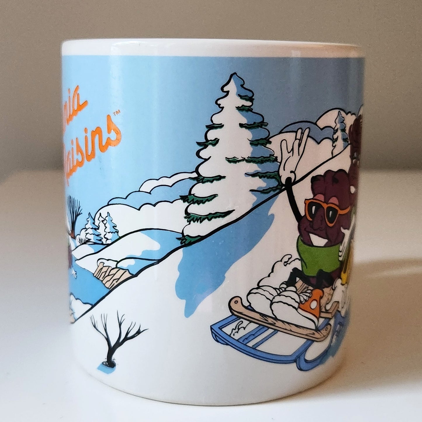 Applause The California Raisins Vintage 1988 Winter Snow Sledding Coffee Mug