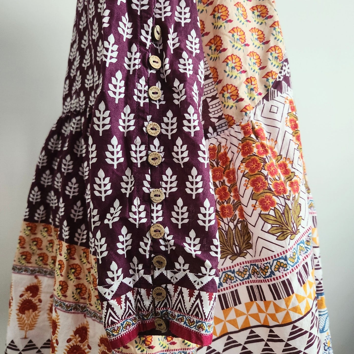 Khaadi Cotton Pom Pom Long Sleeve Flare Tunic Boho Artisan Print | Women Size 8