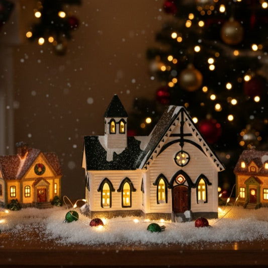 Department 56 Vintage Snow Village “Church of the Open Door” (1986) with Light Cord