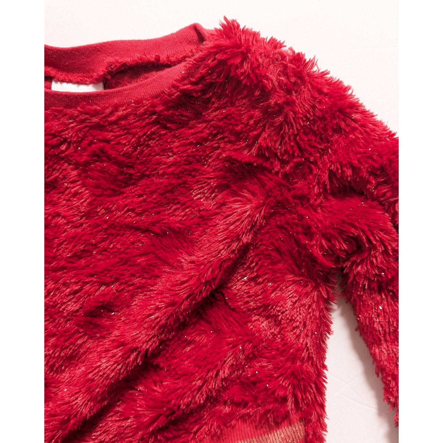 Nannette Kids Girls Red Fuzzy Sparkle Faux Fur Sweater Size 6 – Cozy & Festive