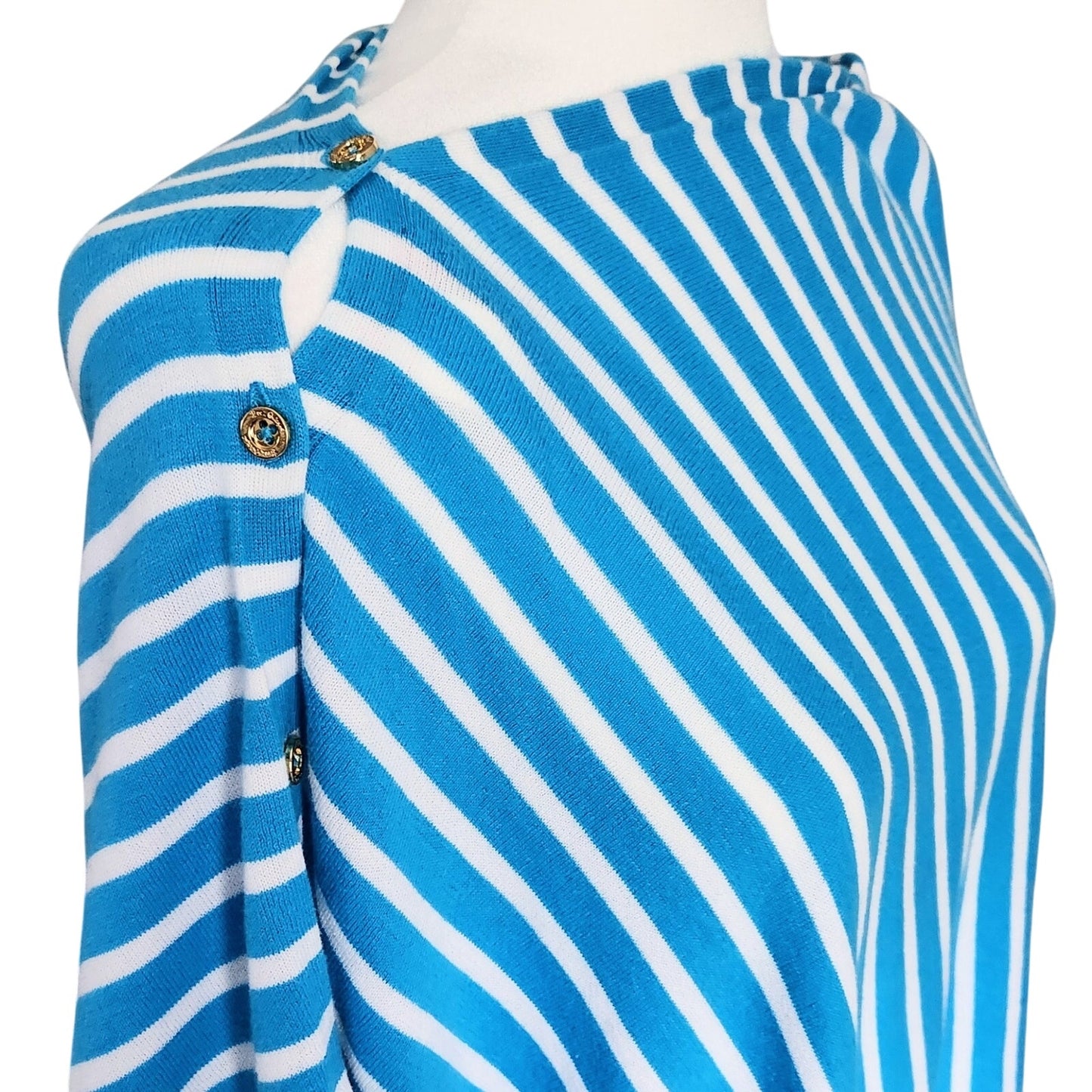 Lilly Pulitzer Harp Wrap Poncho Sweater | Turquoise Getaway Stripe | One Size | Women