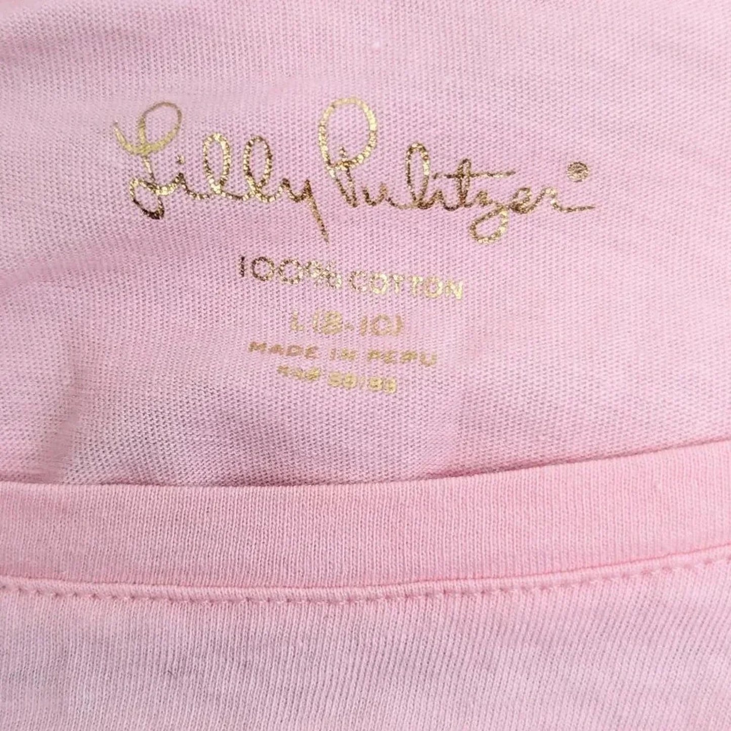 Lilly Pulitzer Girls’ Pink Jeweled Monkey Graphic 3/4 Sleeve Tee | Size M 8-10