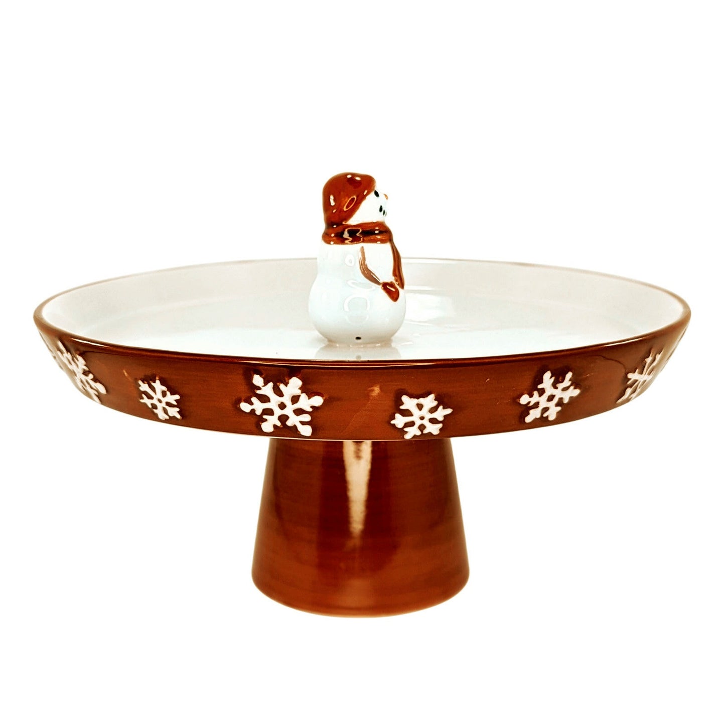 🎄 St. Nicholas Square Yuletide Collection Snowman Pedestal Tray – Vintage 2000s Christmas Servingware 🎄