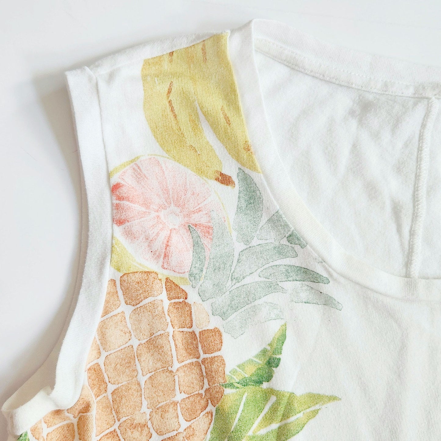 J.Crew Collector Tees Tropical Fruit Salad Soft Jersey Knit Sleeveless Top Sz S