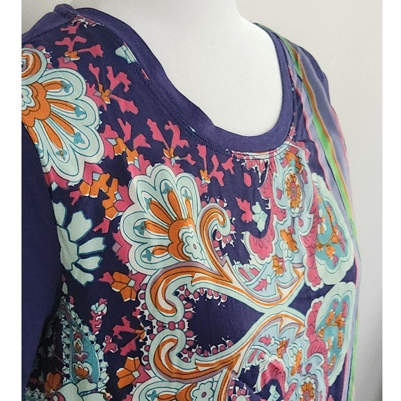 Maeve for Anthropologie Maddie Printed Paisley Top | Purple Multicolor | Women's Size S