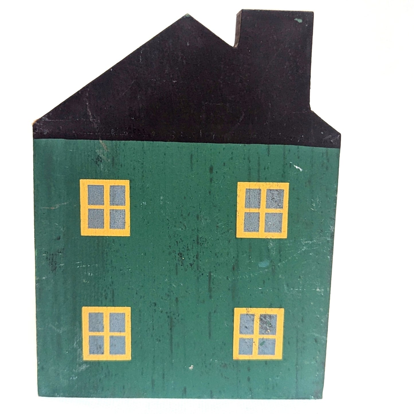 Cat’s Meow Village 1984 Attorney & Bank Green House Shelf Sitter – Vintage 1985 Signed Faline Jones Wooden Home Collectible