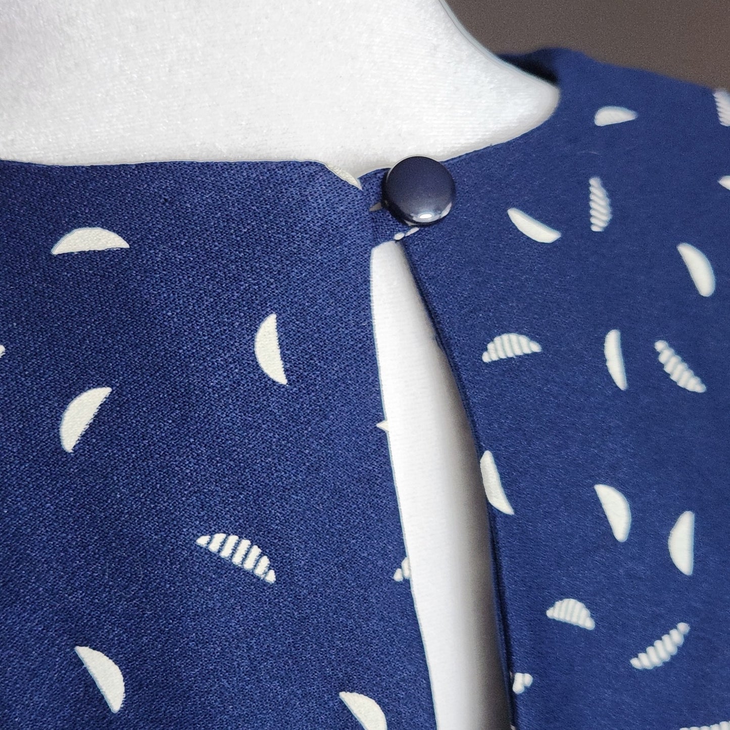 Jenny Vintage 1980s Women's Navy Drop Waist Dress w/ Detachable Flounce Size 12 (fits 8)