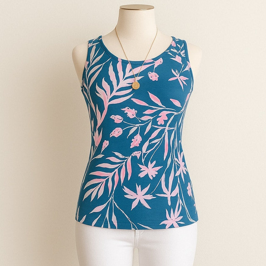 Lilly Pulitzer Noemi Tank Top | Tidal Wave Teal Pink Tassel | Women's XXS