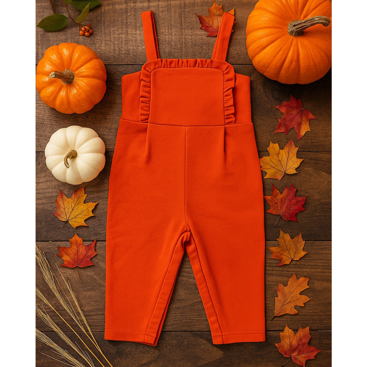 Orange Ruffle Strap Romper | 6–12 Months | NWT