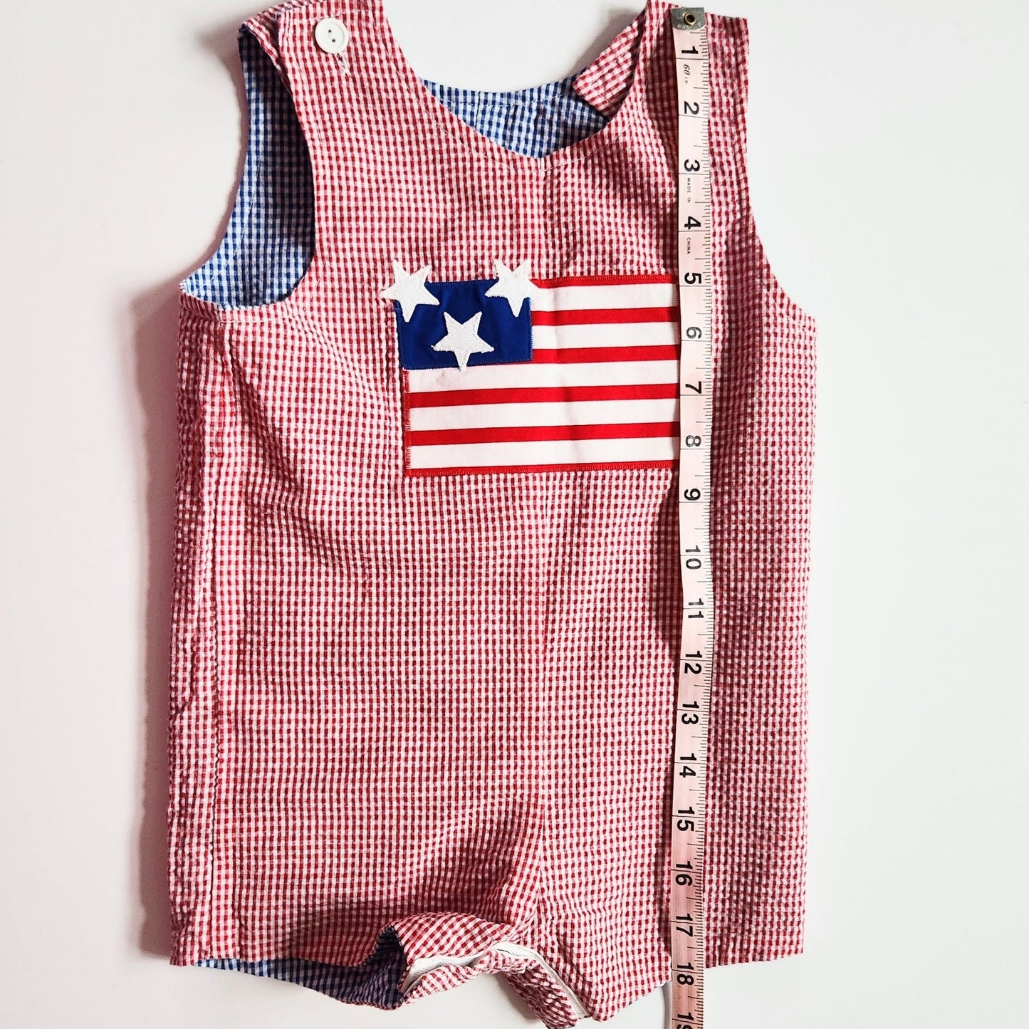 Funtasia! Too Dallas Vintage 90s Lawn Mower & American Flag Reversible Shortalls
