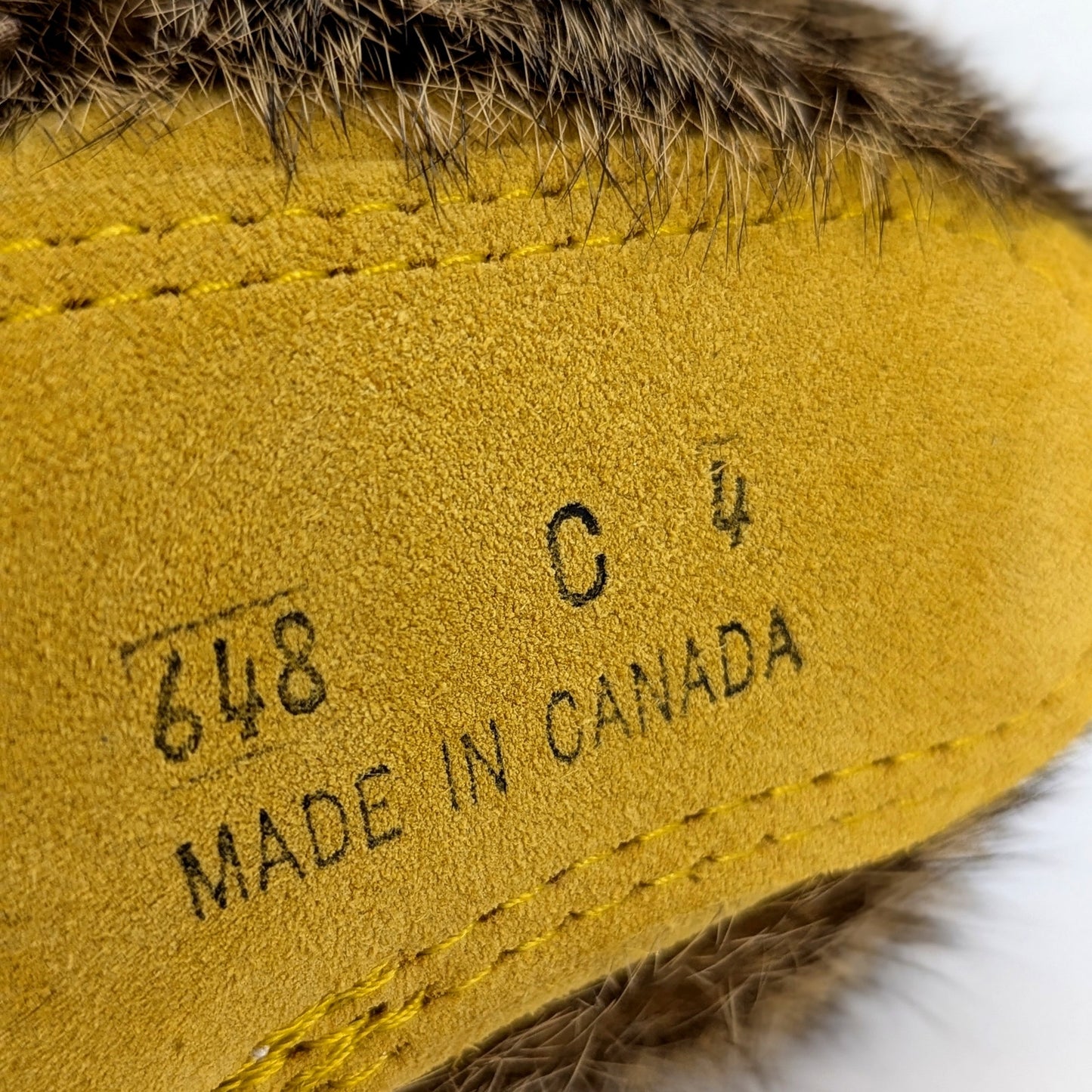 Laurentian Chief Baby Moccasins | Rabbit Fur Trim | Hand-Beaded | Size 4 | Suede Leather | Made in Canada