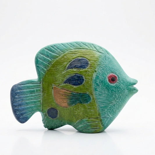 Vintage Mid-Century Hand-Carved Wooden Fish Figurine | 1960s–70s Coastal Art