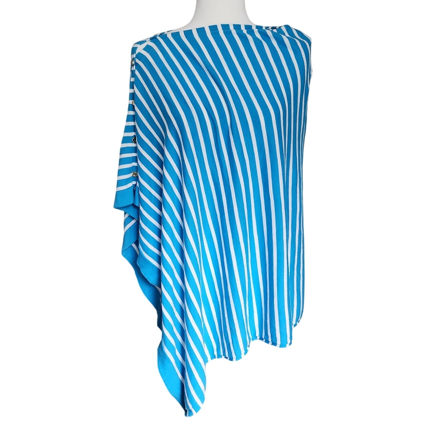 Lilly Pulitzer Harp Wrap Poncho Sweater | Turquoise Getaway Stripe | One Size | Women