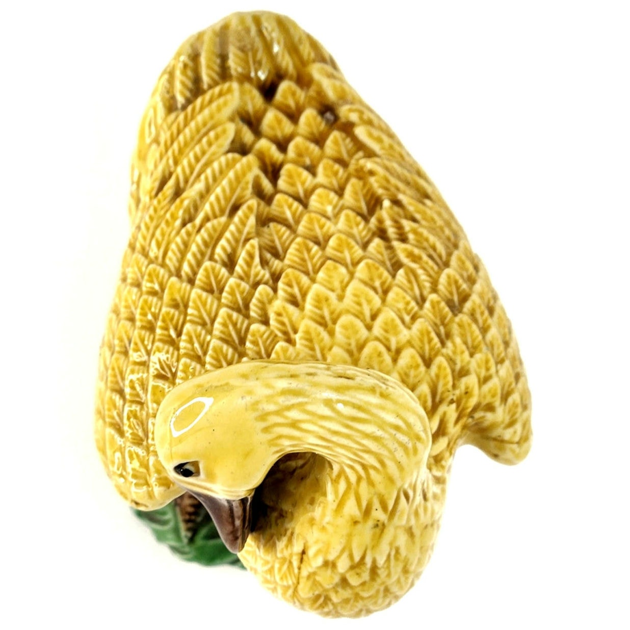 Antique Chinese Porcelain Miniature Yellow Glazed Preening Duck Figurine 1920s