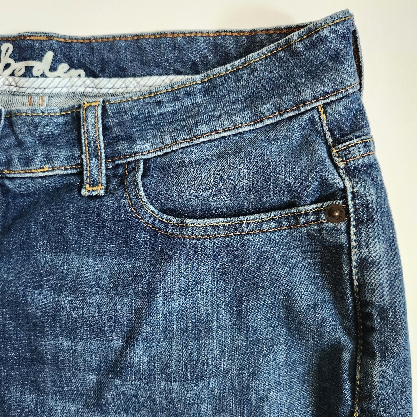 Boden Women’s High Rise Flare Jeans Size US 8L / UK 12L Dark Indigo Bootcut Denim