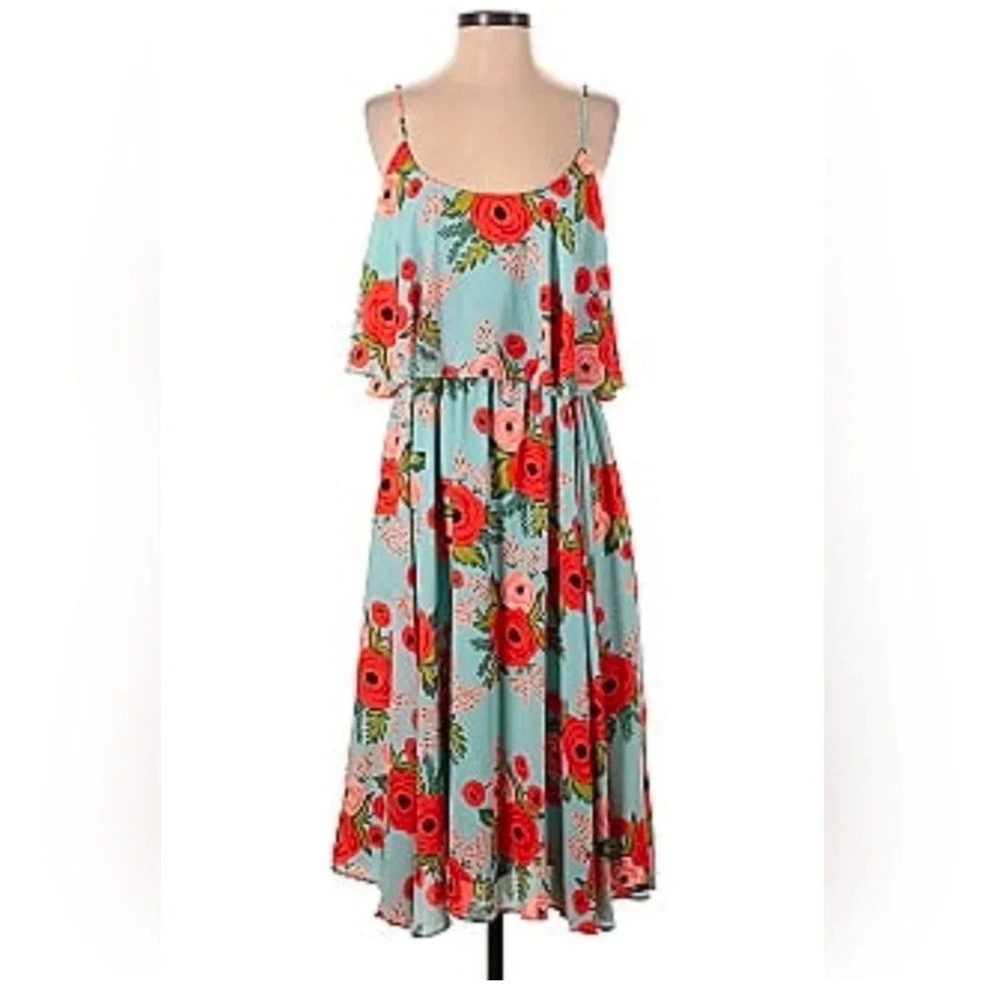 Anthropologie Paper Crown + Rifle Paper Co Women's Poppy Fields Dress Size XS
