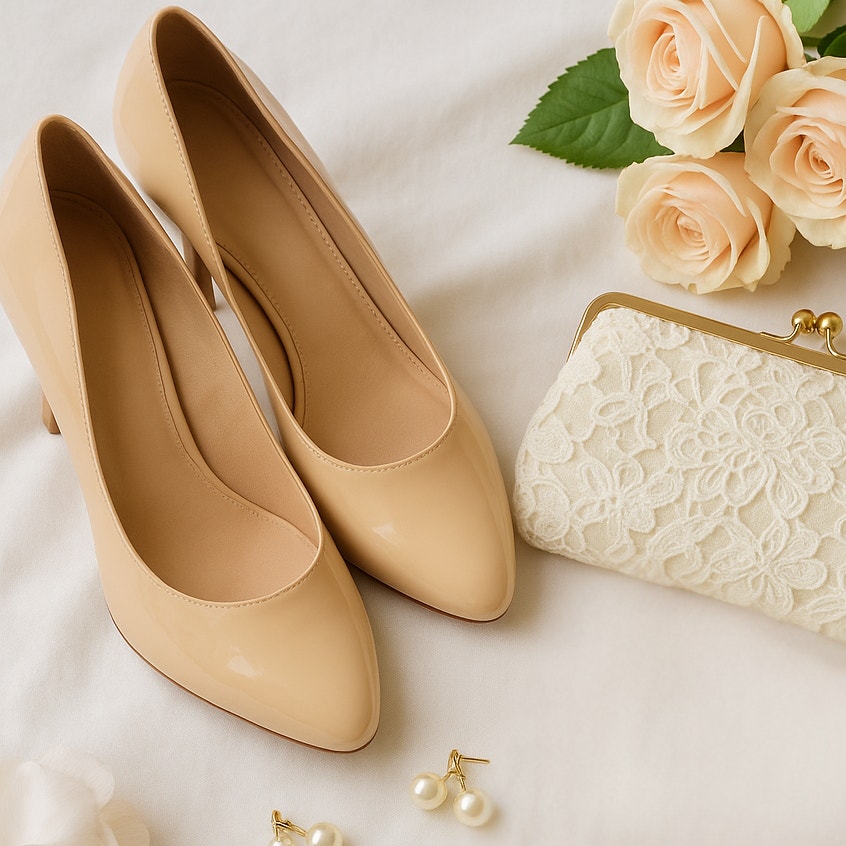 Cole Haan Nude Patent Leather Pumps | Women’s Size 9.5 | Classic Almond Toe Heel