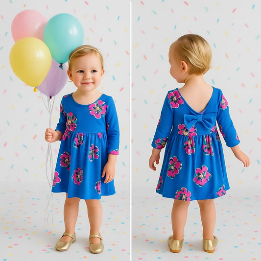 🌸 Lilly Pulitzer Girls Evelyn Dress – Royce Blue Corsage Print – Toddler Girls Size XS 2–3 2T🌸