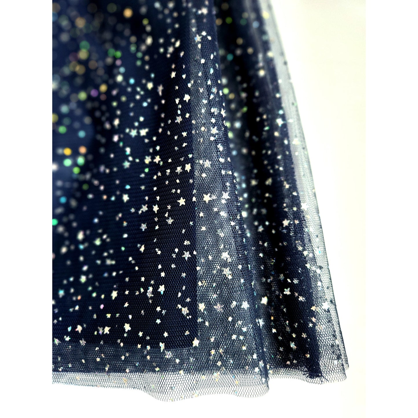 Crewcuts Girls’ Sparkle Velvet Dress Navy Blue XL – Long Sleeve Tulle Glitter Star Skirt Party Dress