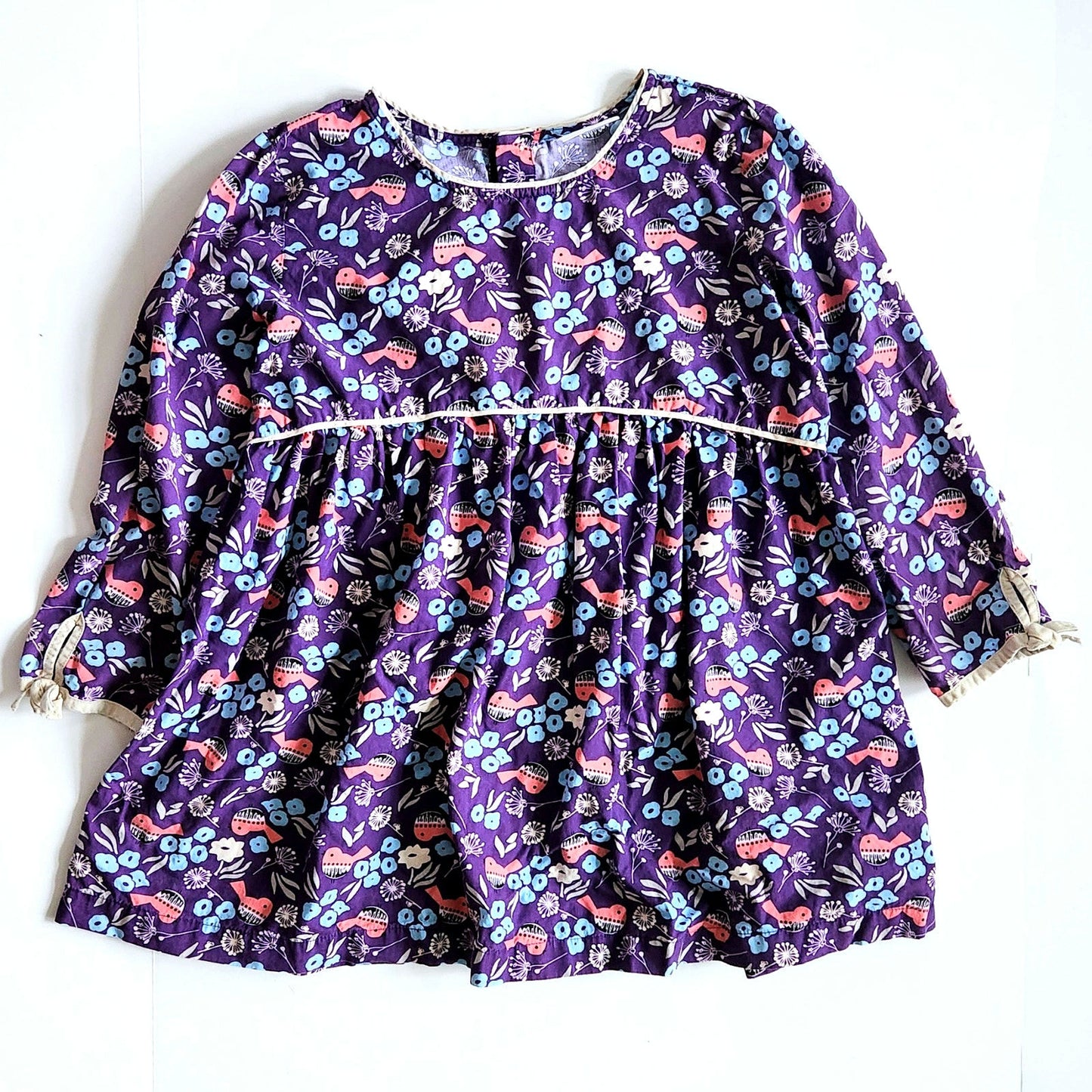 Hanna Andersson Purple & Pink Bird Print Tunic Blouse | Girls 14-16 / 160 cm