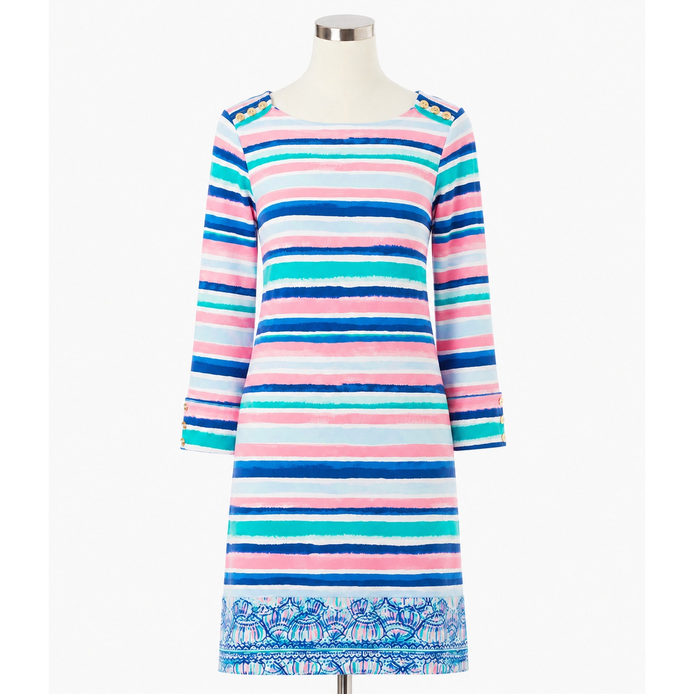 Lilly Pulitzer Marlowe 3/4 Sleeve Dress | Sandy Shell Stripe | Women's M