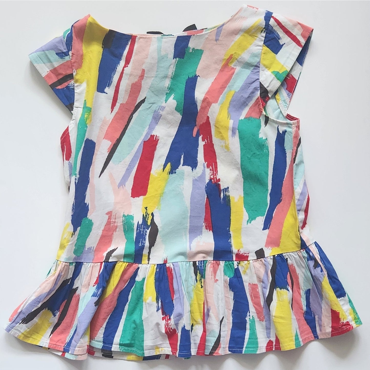 Kate Spade New York Girls Multicolor Brush Stroke Bow Blouse | Size L (12-14)