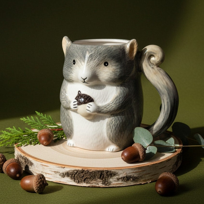 Ceramic Squirrel Mug with Tail Handle