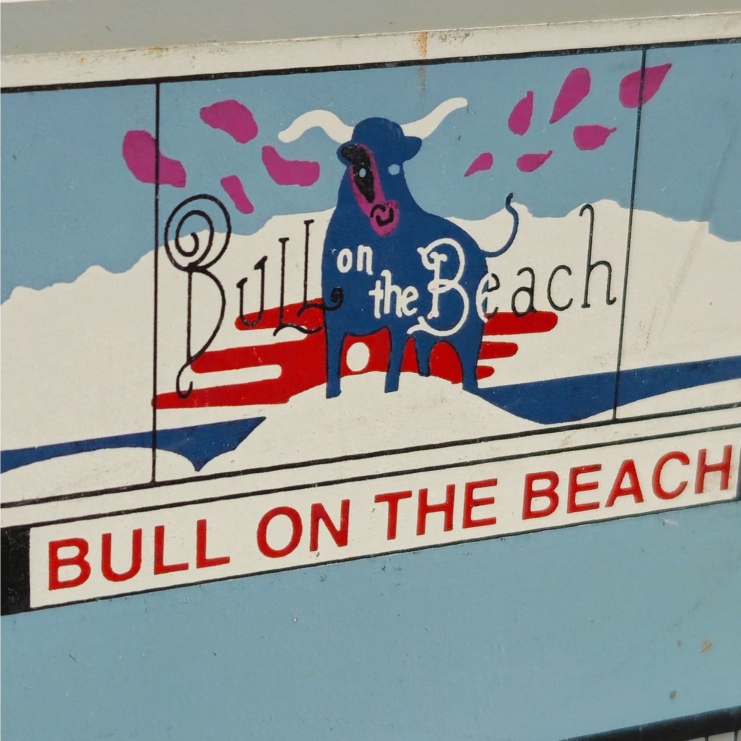 Vintage "Bull on the Beach" Cat’s Meow Village Wooden Shelf Sitter | 1994 Signed
