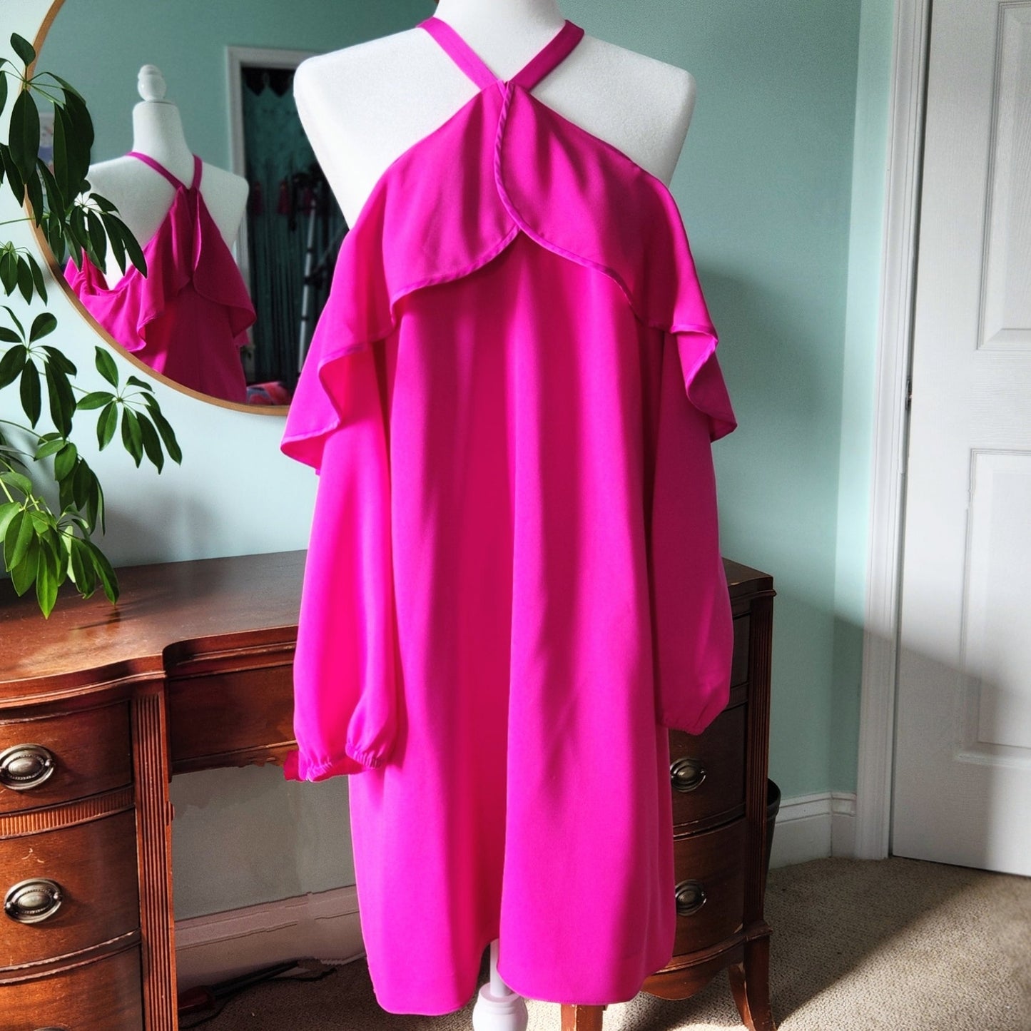 Lilly Pulitzer Berry Sangria Pink Abrielle Dress Cold Shoulder Long Sleeve Women's Size 10
