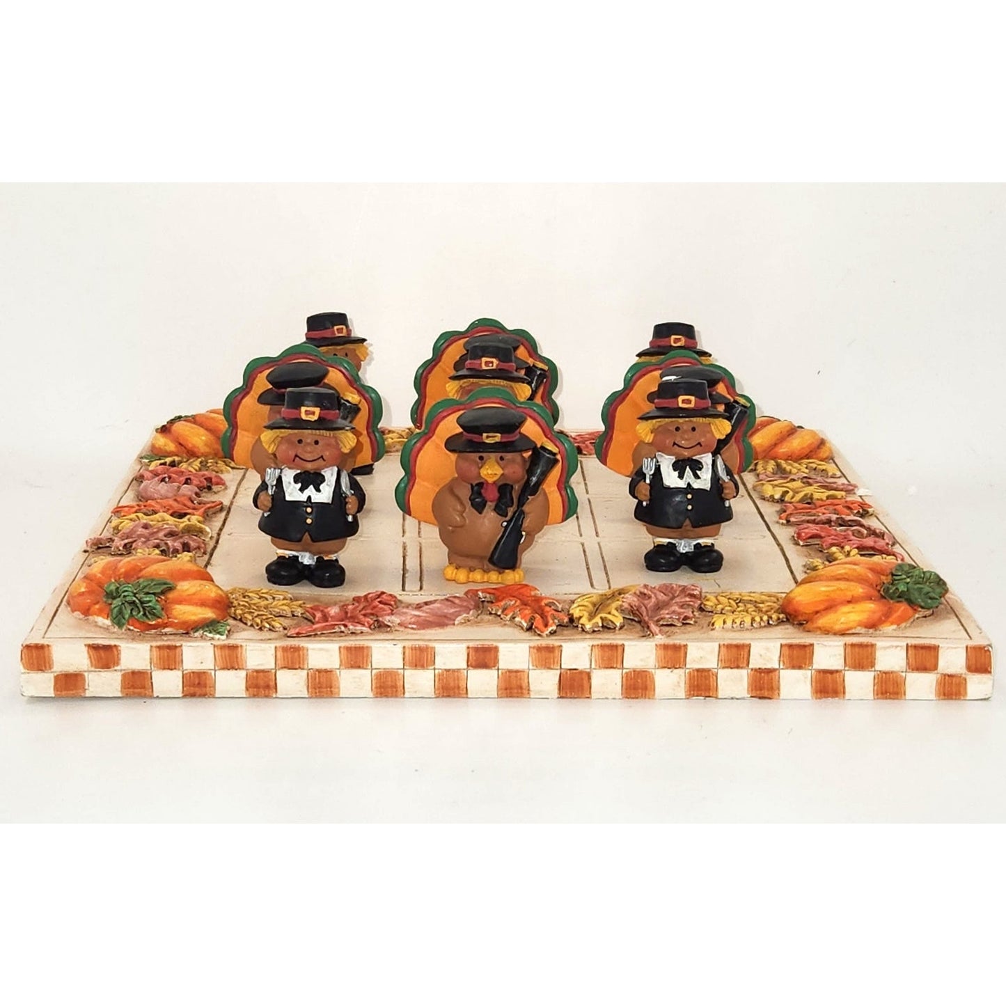 Boney Bunch Thanksgiving Turkey Checkers Set – Fall Harvest Table Décor, Collectible Holiday Game