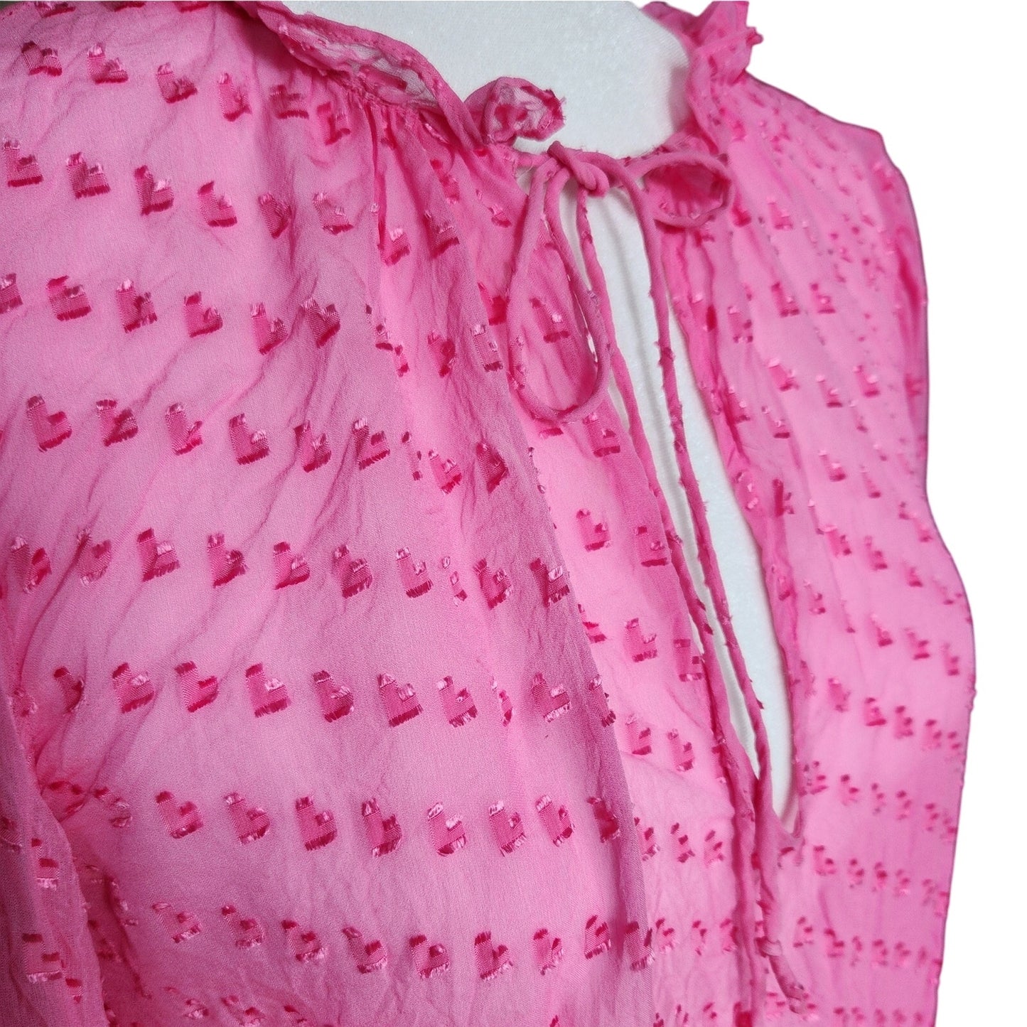 Julius Tier Sleeve Silk Blend Blouse Hot Pink | Women's M