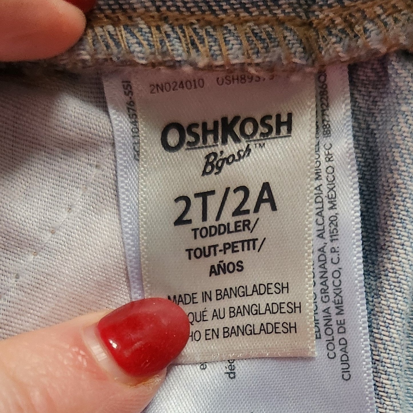 OshKosh B'gosh Pink Flower Adjustable Knotted Straps Denim Shortalls Size 2T