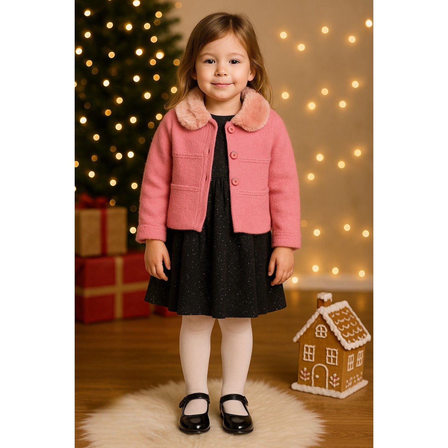 United Colors of Benetton Pink Wool Fur Cardigan | Made in Italy | Girls Size XS 4T / 110 cm