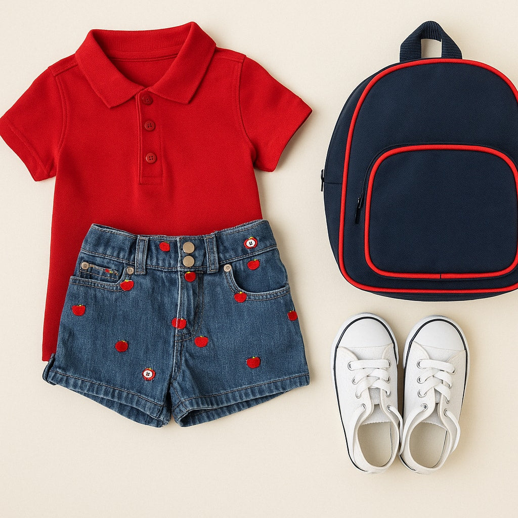 Vintage Gymboree 2003 Apple Embroidered Denim Shorts – Toddler Girl 3T, Dark Wash 100% Cotton