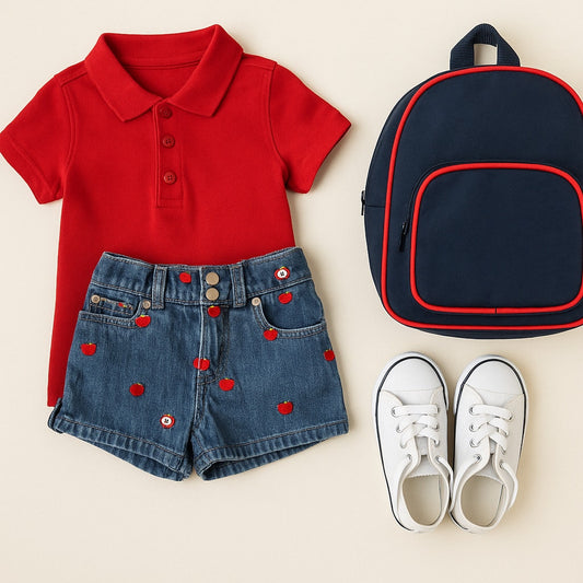 Vintage Gymboree 2003 Apple Embroidered Denim Shorts – Toddler Girl 3T, Dark Wash 100% Cotton