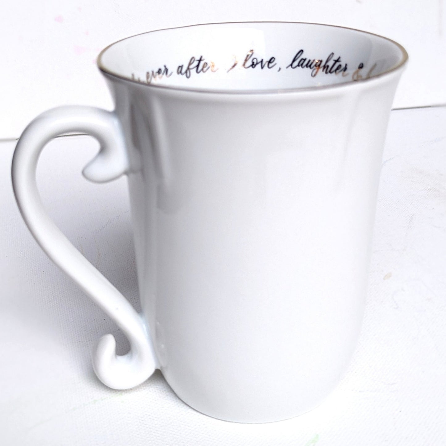 Williams Sonoma “Bride XO” Porcelain Coffee Mug – 14 oz Metallic Gold Script – Discontinued | Home