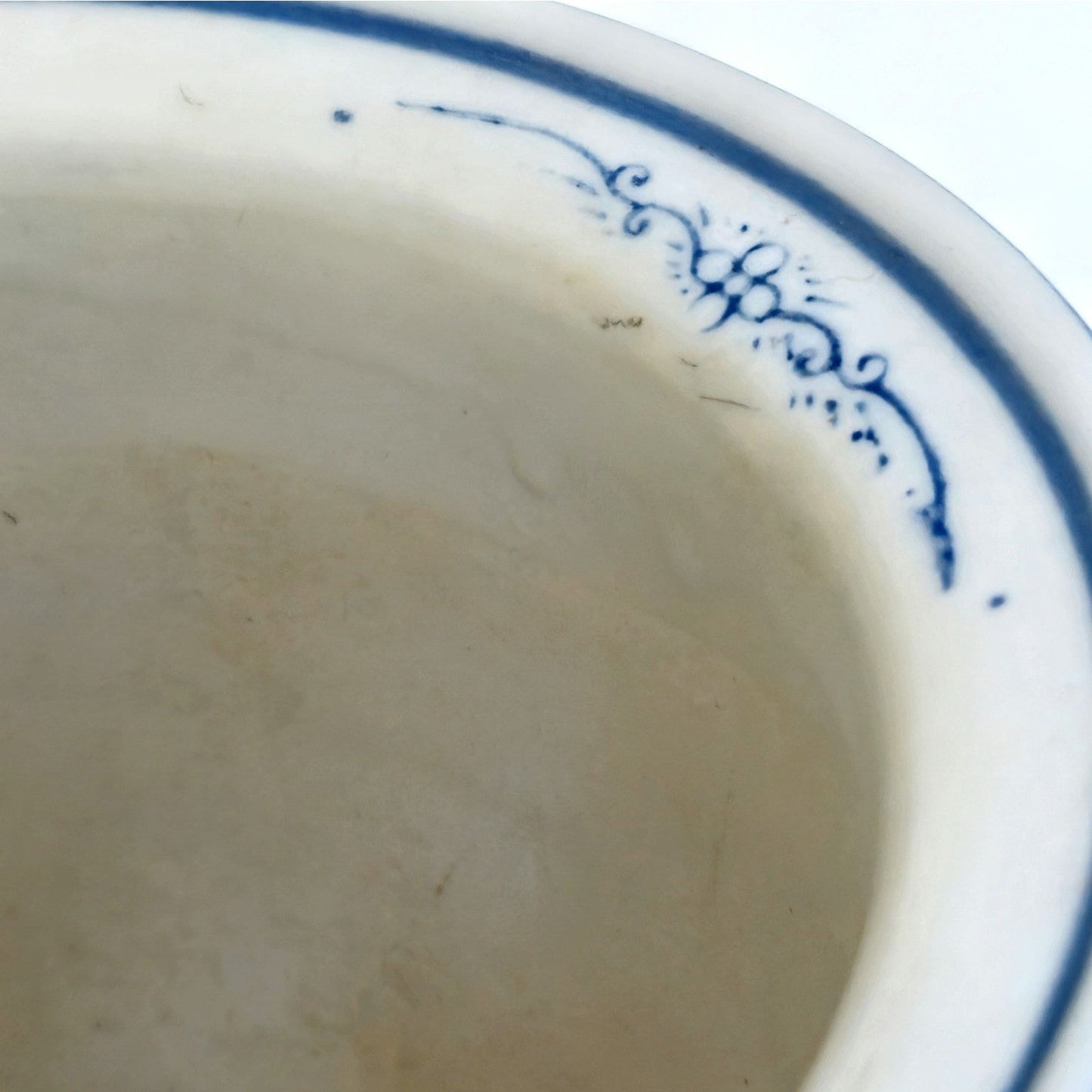 1980s Blue & White Ceramic Planter Pot