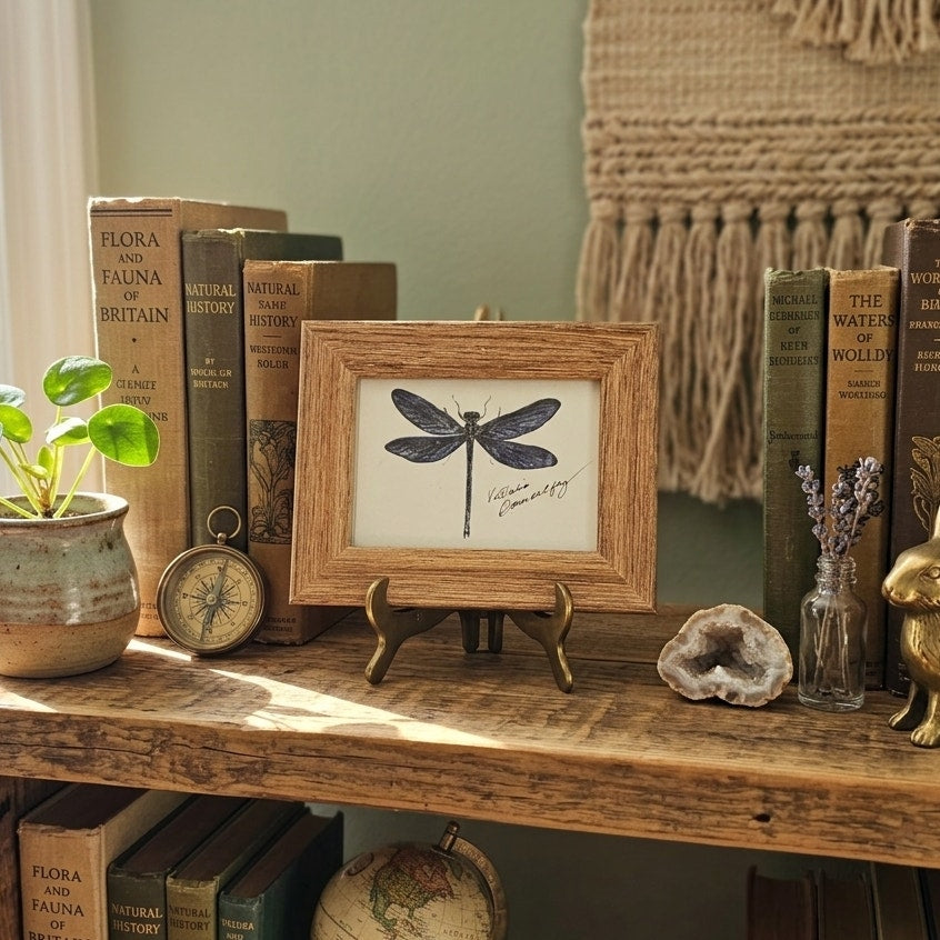 Vintage 1990s Maryjo Koch Damselfly Mini Print | Framed Nature Art
