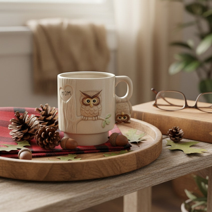 1970s 3D Owl Mom Mug and “We All Have Our Ups & Downs”