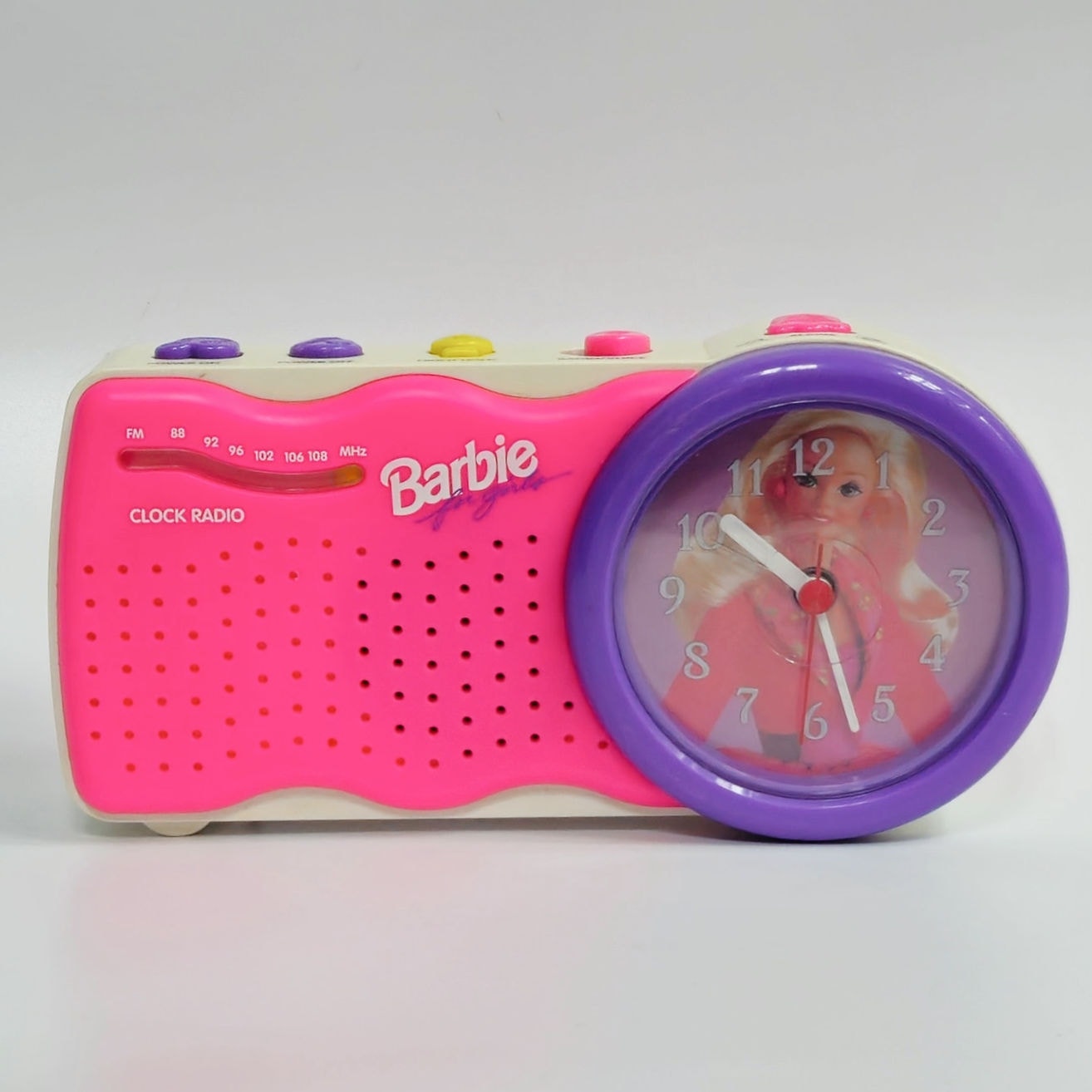Vintage 1995 Barbie Clock Radio | Hot Pink / Purple Dopamine