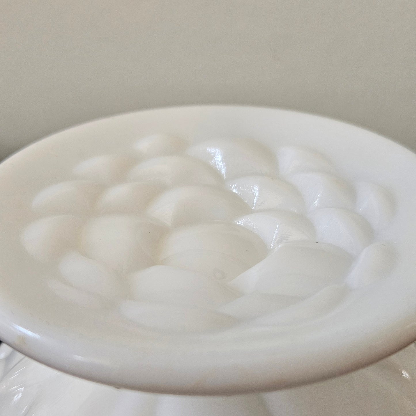 Vintage Milk Glass Pedestal Compote – Grape Pattern 5” Bowl