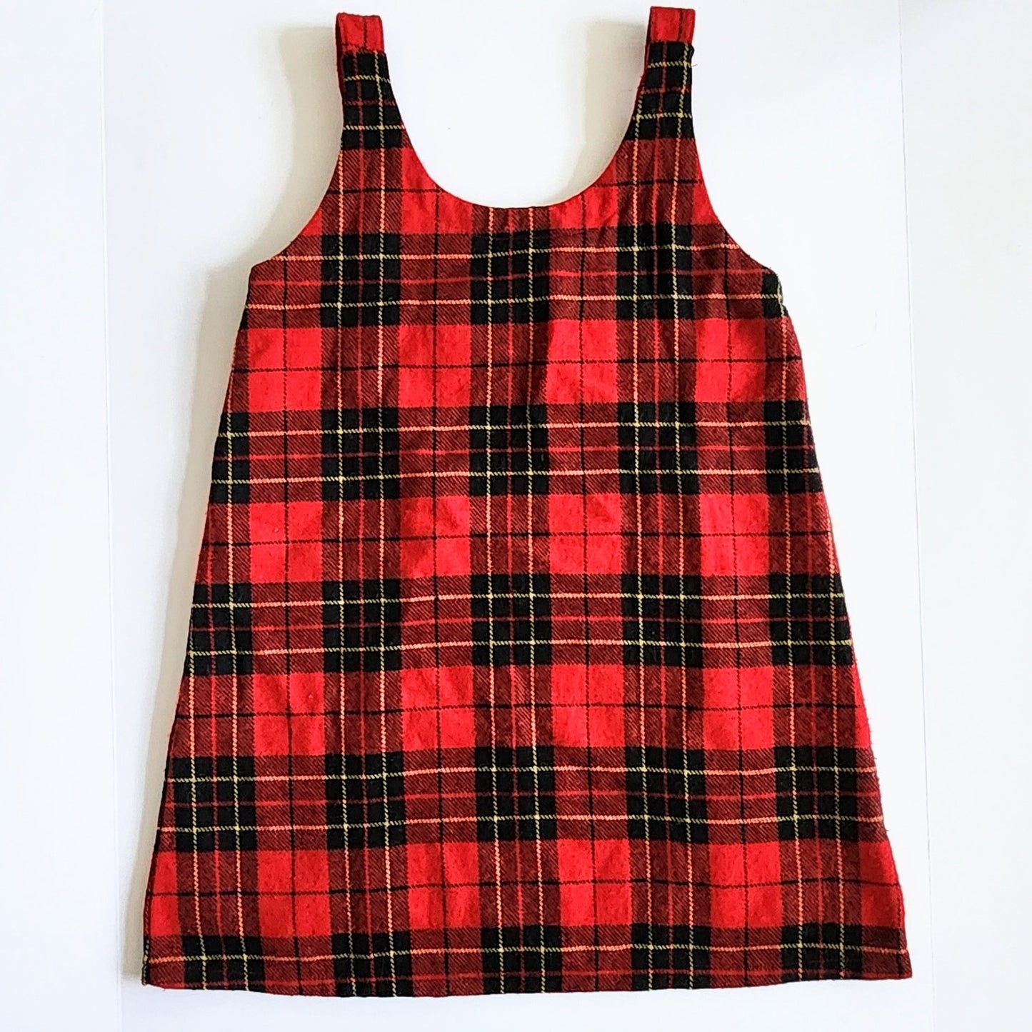 Vintage Talbots Kids Red Plaid Wool Jumper Dress Size 12 | 1990s Girls Wool Blend Shift Dress with Adjustable Straps | Preppy Holiday Outfit