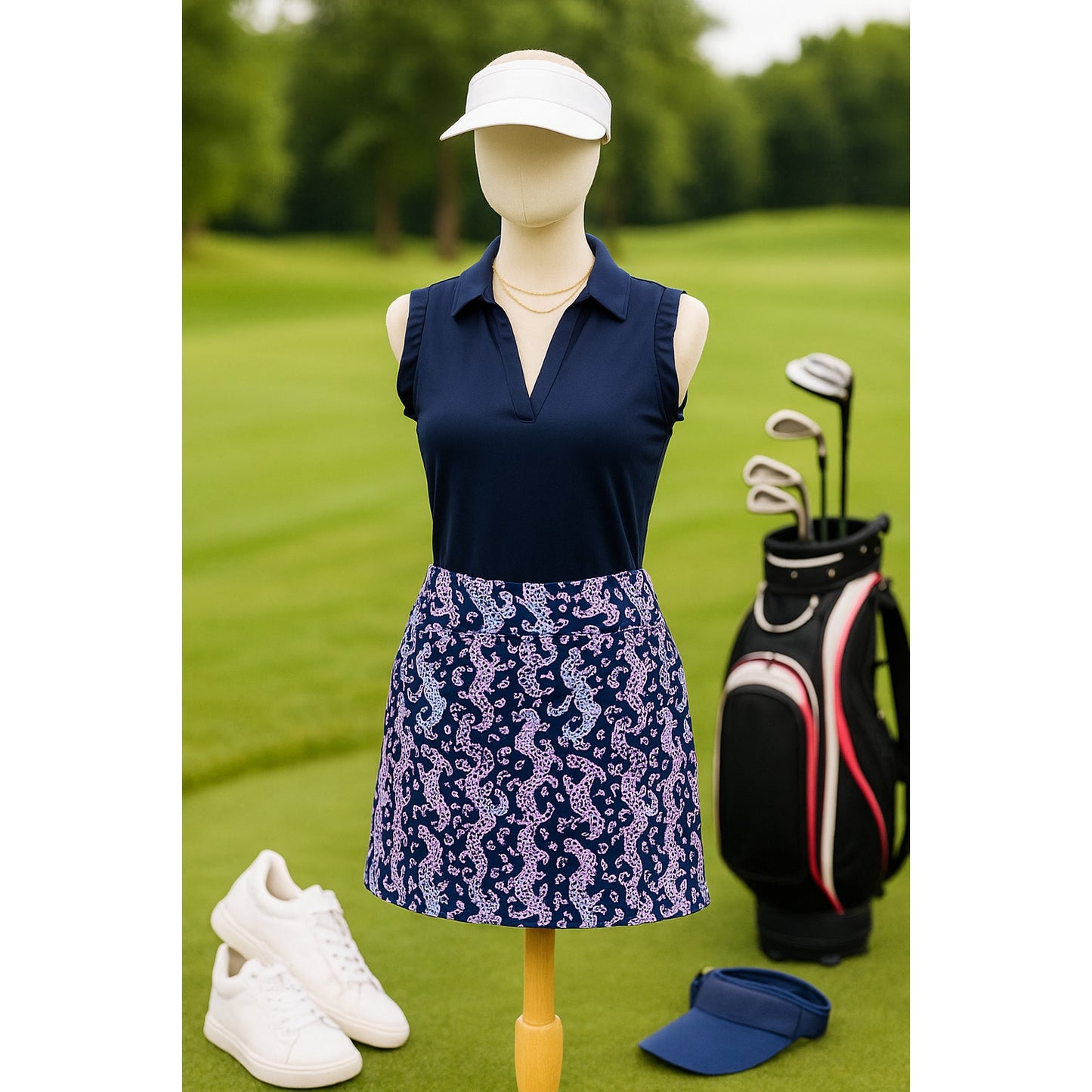 Lilly Pulitzer Women's UPF 50+ Sabbia Skort | Oyster Bay Navy | On The Catwalk Size L