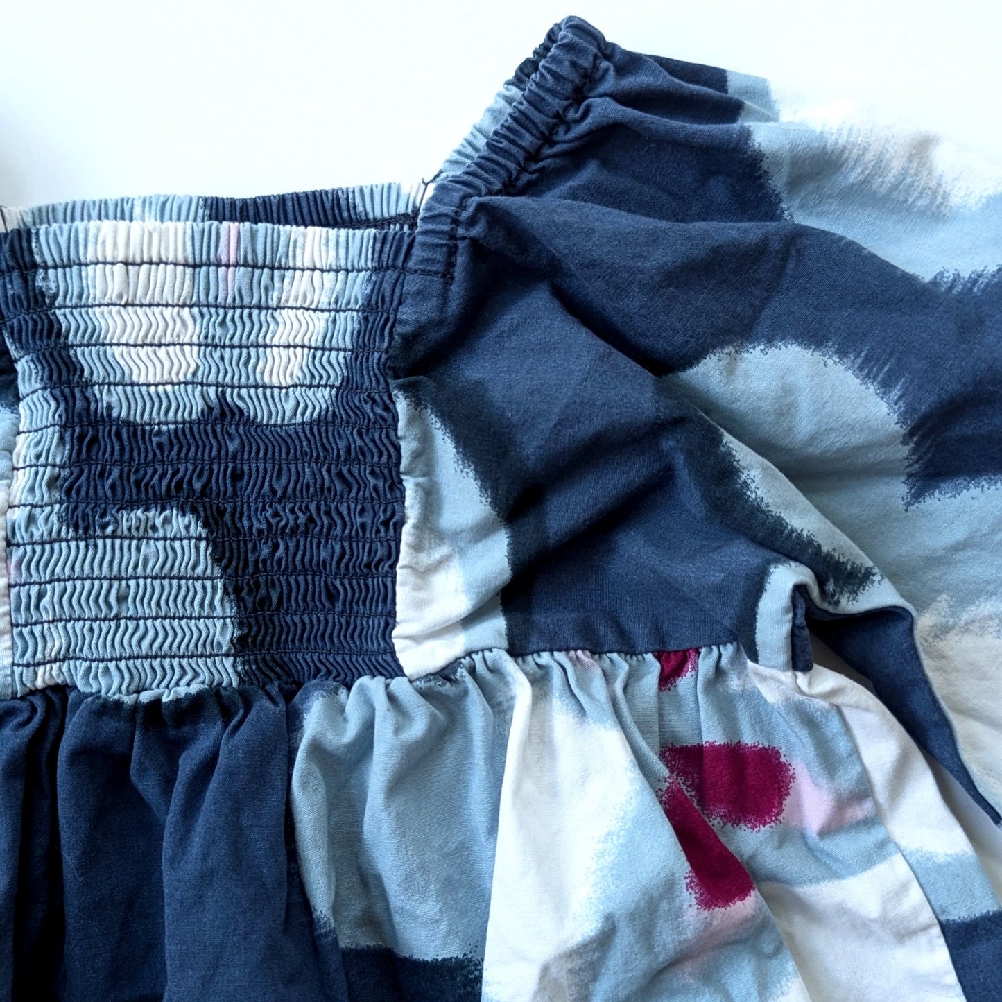 Tea Collection Chiyoku Smocked Dress | Blue Floral Long Sleeve Cotton Poplin | Girls Size 4