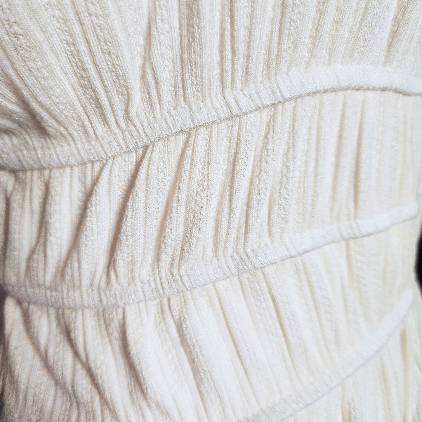 Slate & Willow White Smocked Peplum Top Puff Sleeve Rayon Scoop Neck Blouse | Women's Size M